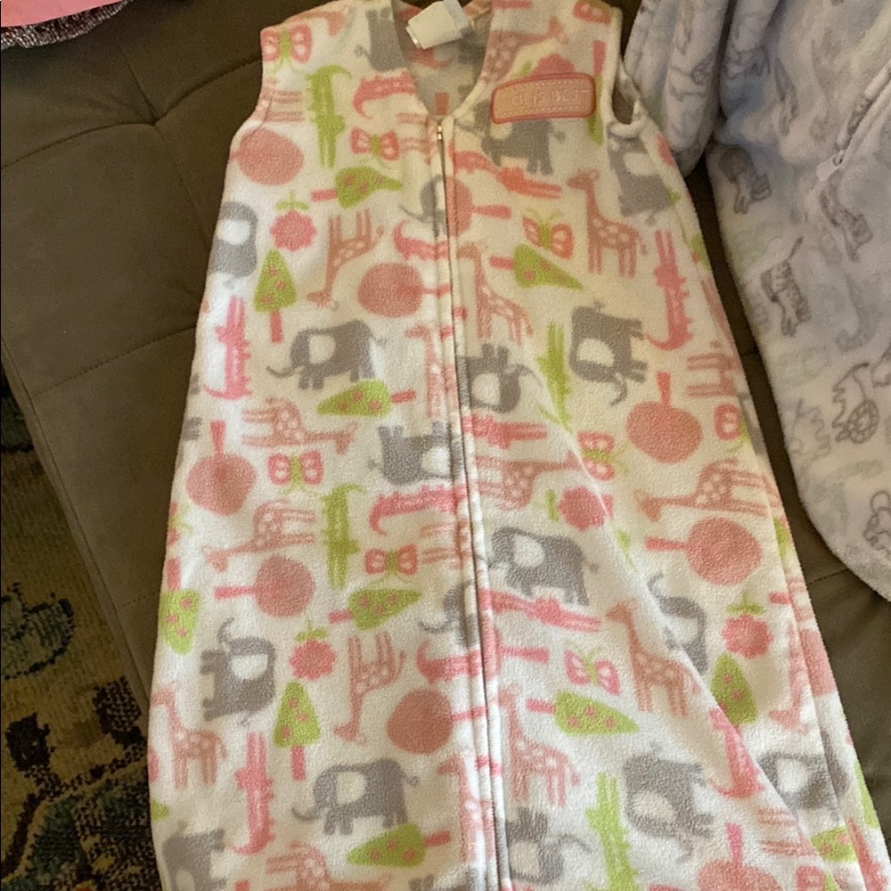 Halo Pink and Gray Sleep Sacks with Playful Elephant Pattern